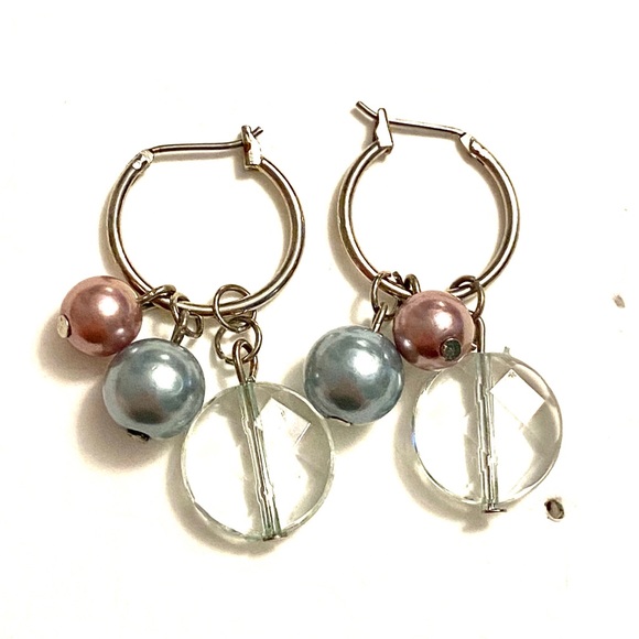 Jewelry - Silver blue hoop earrings